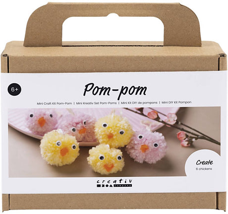 Creativ firma mini hobbysæt pompon, kyllinger, forskellige farver, 1 æske