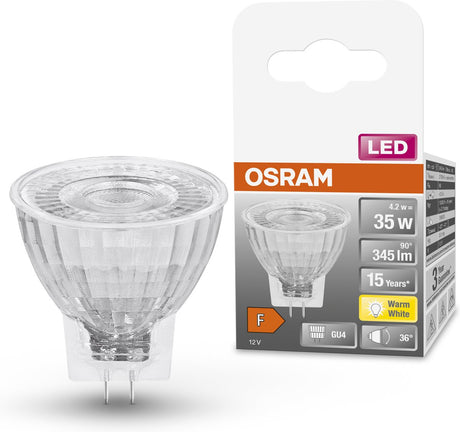 Osram LED-lampe - spot gu4 - 12v - 4,2w - 345 lumen - varm hvid - ikke dæmpbar