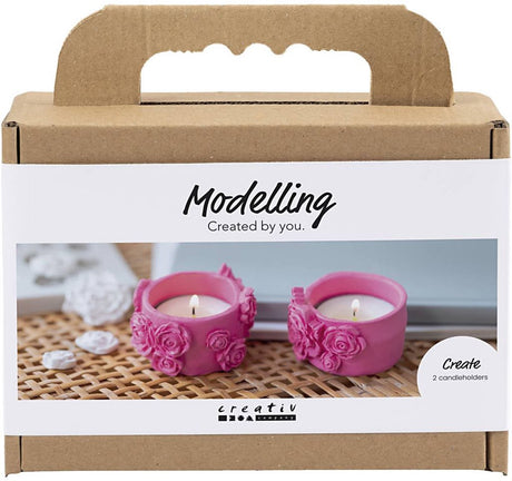 Creativ firma mini hobbysæt skulptur, fyrfadsstager, pink, 1 æske
