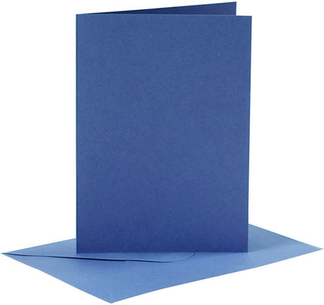 Creativ firmakort og kuverter, kortstørrelse 10,5x15 cm, kuvertstørrelse 11,5x16,5 cm, 110+220 gr, blå, 6 sæt 1 æske