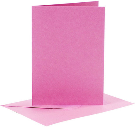 Creativ firmakort og kuverter, kortstørrelse 10,5x15 cm, kuvertstørrelse 11,5x16,5 cm, 110+220 gr, pink, 6 sæt 1 æske