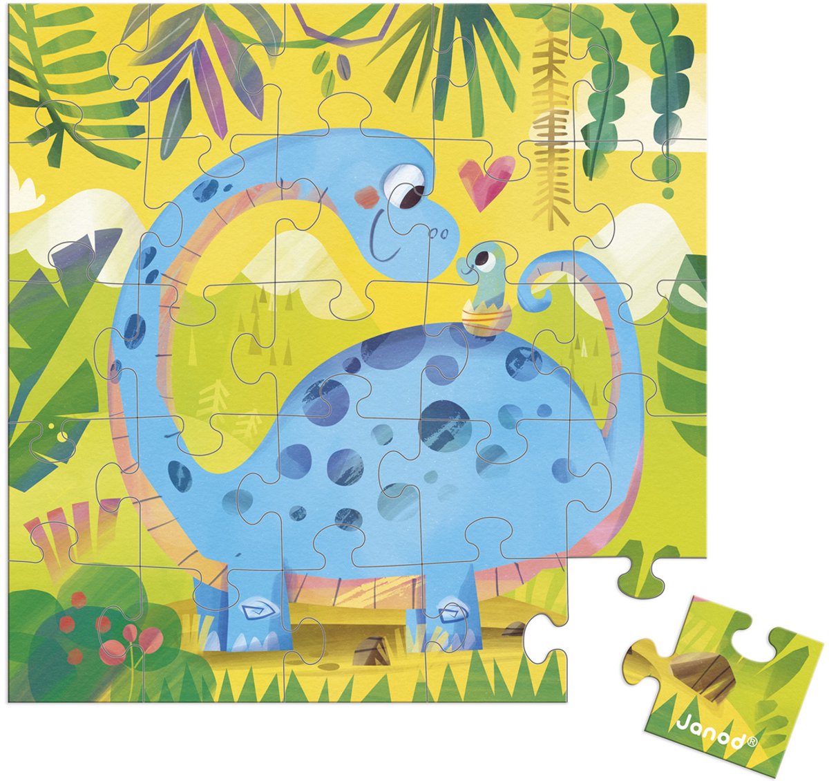 Janod - puslespil kort - dino mor og barn