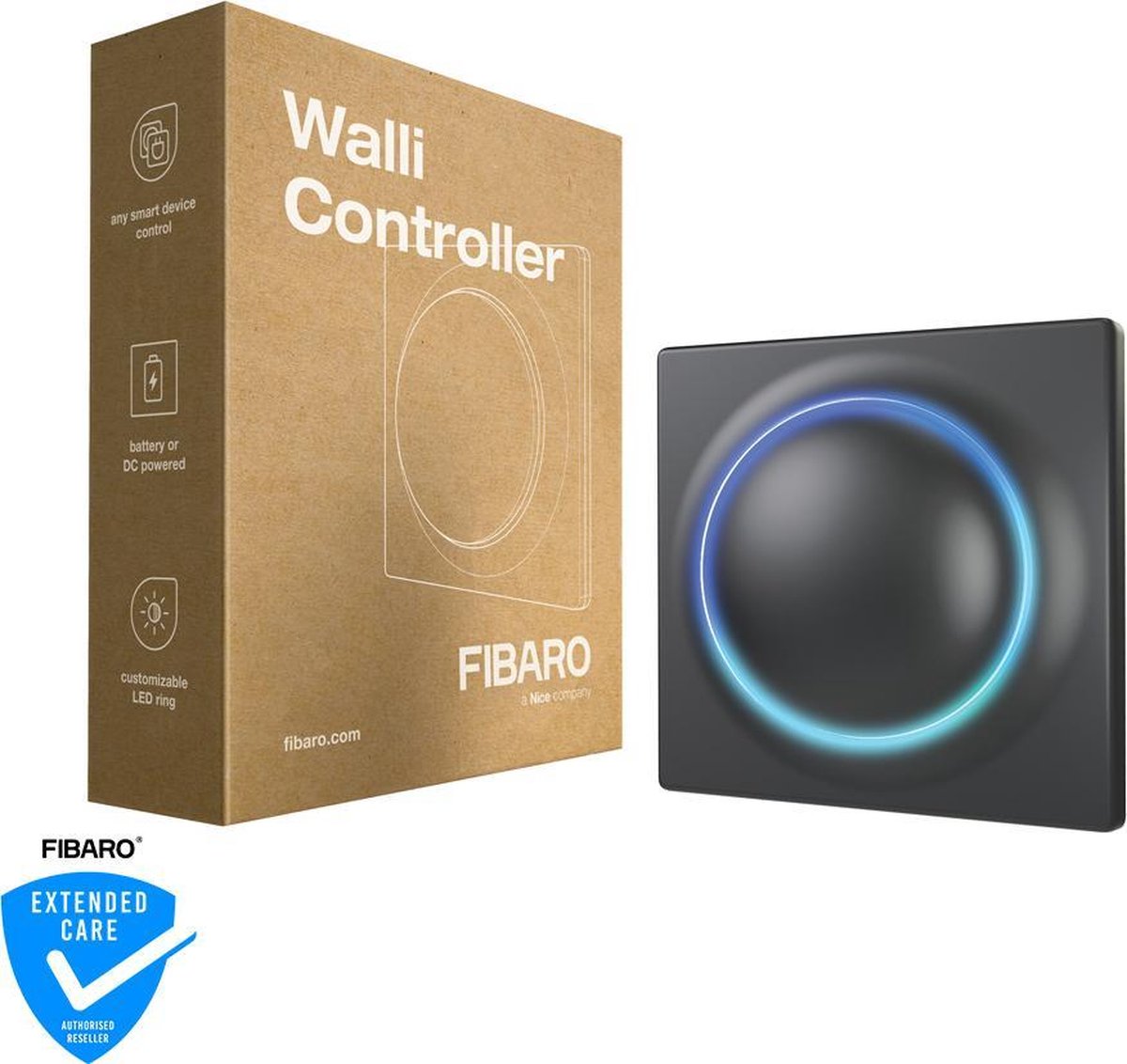Fibaro walli controller - trådløs switch - batteridrevet - z-wave plus - antracit