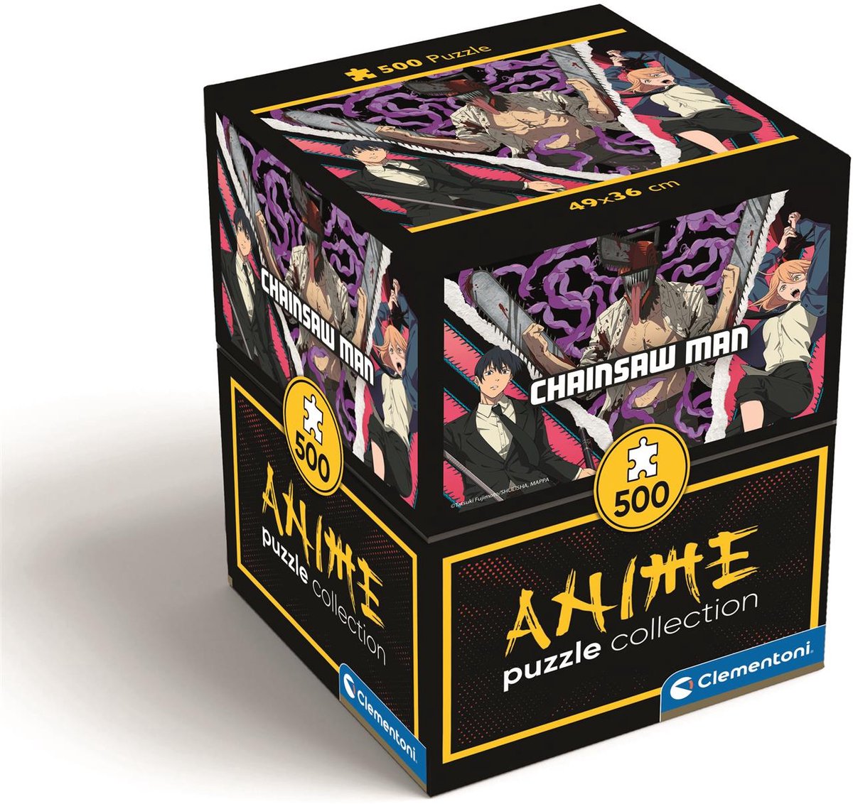 Clementoni - puslespil - 500 brikker - chansaw man - anime samling - terning - puslespil for voksne