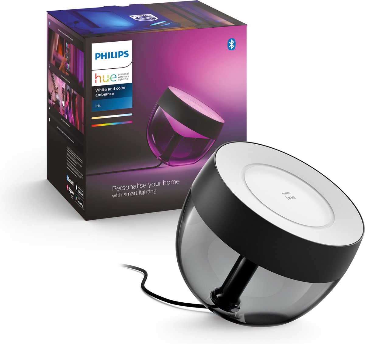 Philips hue iris tafellamp - wit en gekleurd licht - zwart