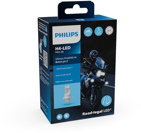 Philips LED-forlygte Ultinon Pro6000 booster. h4 untinon pro 6000 led booster