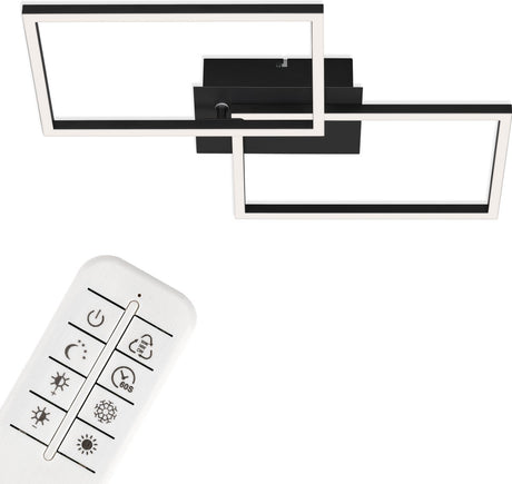 Briloner - LED loftslampe - dæmpbar loftslampe - inkl. fjernbetjening - CCT - natlys funktion og timer - sort