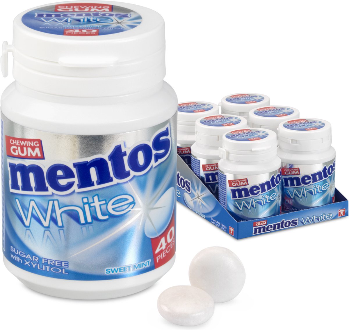 Mentos tyggegummi hvid sød mynte - tyggegummi - sukkerfri - 1x6 stk