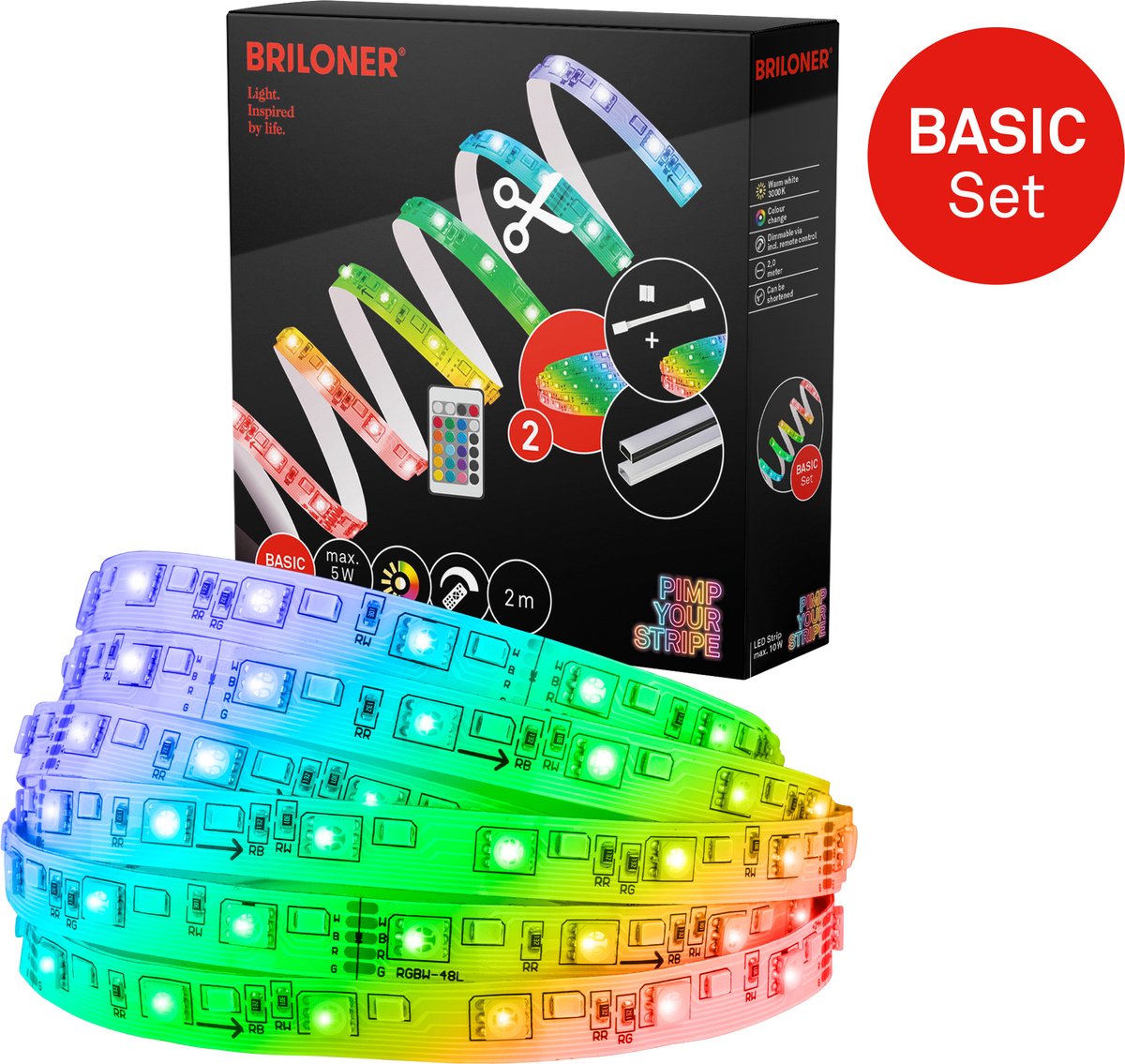 Briloner pimp your strip startsæt LED strip 2m, RGB+W, fjernbetjening