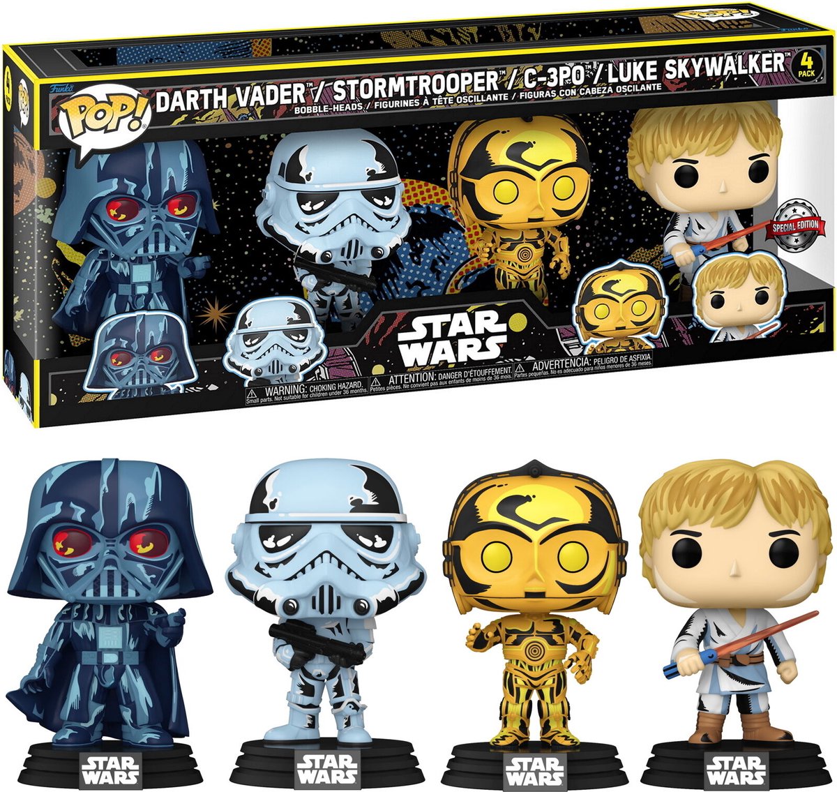 Funko pop! star wars - retro-serie os eksklusiv pop! 4-pak