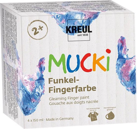 Mucki fingermalingssæt - 4x 150 ml perlemorfarver - dermatologisk testet, parabenfri vegansk