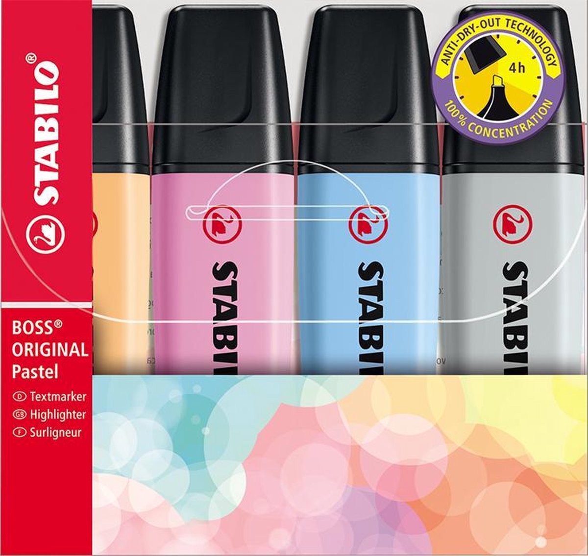 Stabilo boss original pastel - highlighter - sæt med 4 stk