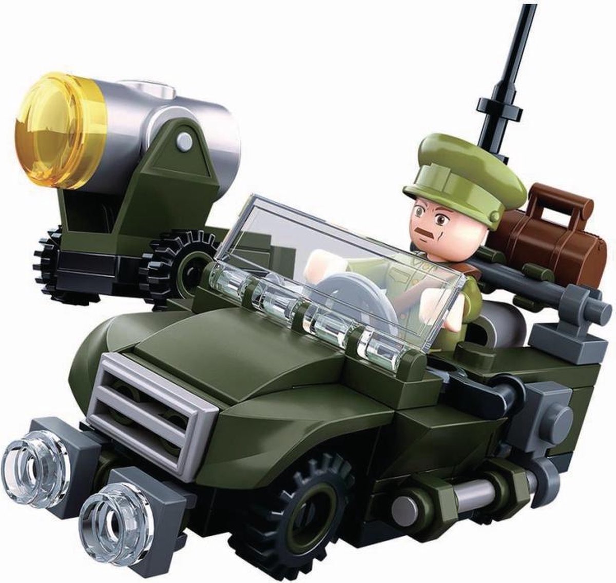 Sluban army wwii geallieerde terreinwagen - constructiespeelgoed bouwset met 91 bouwstenen – m38‑b0678b – bouwspeelgoed vanaf 8 jaar
