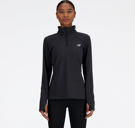 New balance sport essentials space dye 1 4 sportstrøje til kvinder - sort