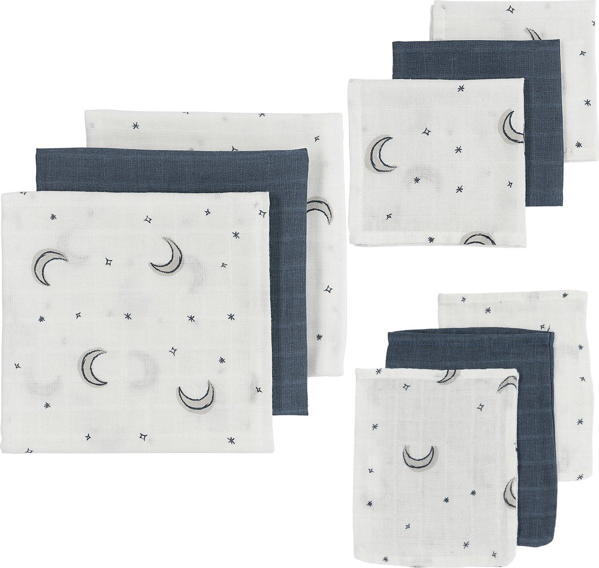 Meyco baby moon startsæt - 9-pak - hydrofil - indigo