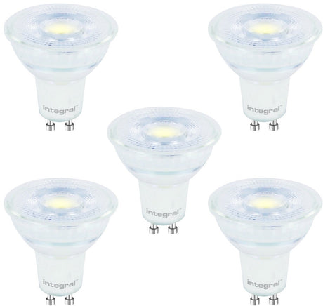 Integreret 5-pak - gu10 led spot - 3,6w - 4000k neutral hvid - dæmpbar
