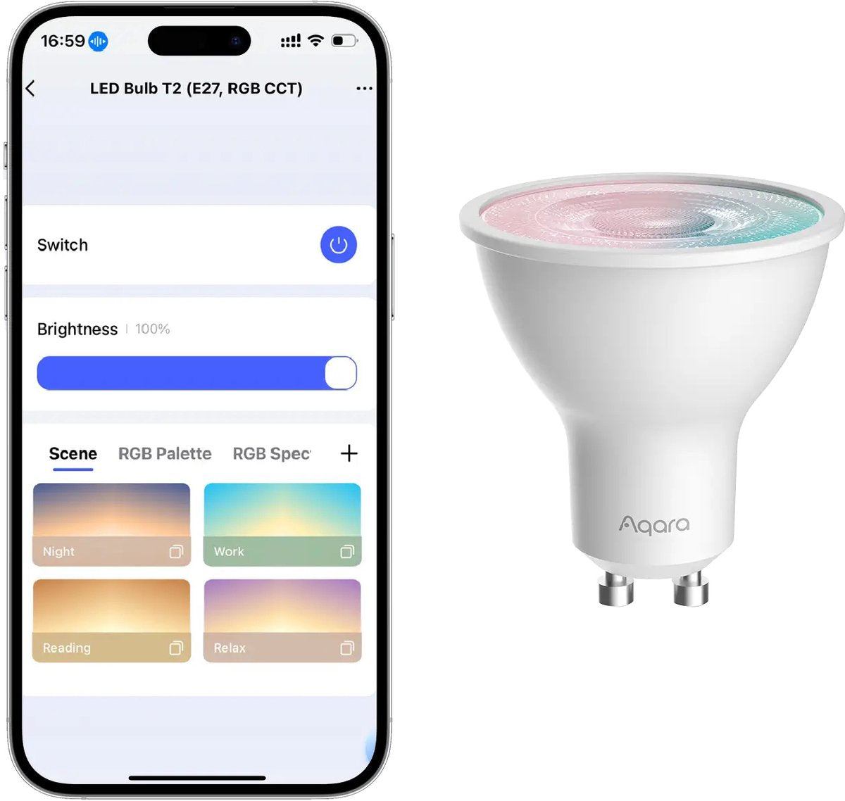 Aqara led pære t2 (rgb cct, gu10)