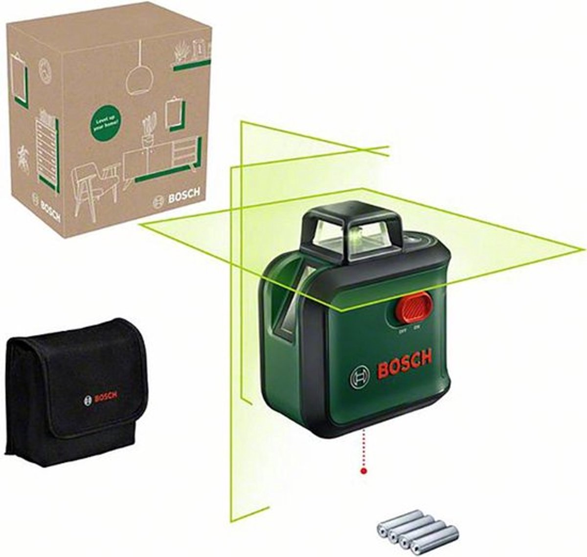 Bosch avanceret niveau 360 - 360° krydslinjelaser - inklusive opbevaringsæske - batterier