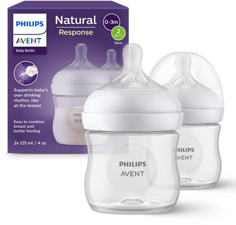 Philips avent natural response sutteflaske 125 ml – flow 2 – 2 flasker – nyfødt – scy900 02
