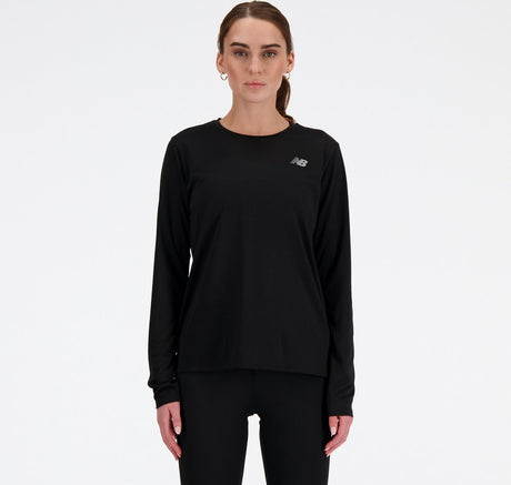 New balance sport essential langærmet sportstrøje til kvinder - sort