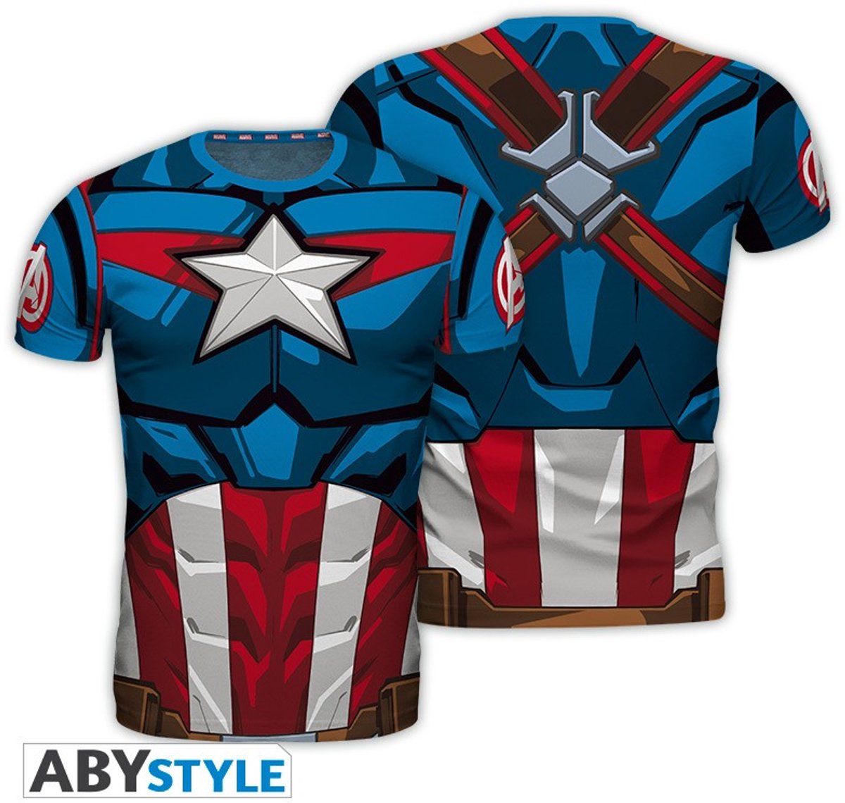 Abystyle marvel - cosplay captain america herre-t-shirt - l