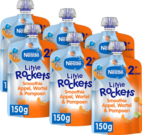 Nestlé små raketter presse frugt æble gulerod græskar - småbørnsmad snacks 2+ - 6 stk x 150g