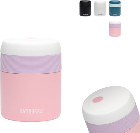 Kambukka bora - madpakke - 600 ml - madbeholder holder på varmen i 9 timer 100% lækagesikker - frokostkop på farten - babypink