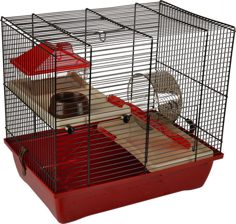 Flamingo hamsterbur enzo 2 - 41,5 x 28,5 x 38 cm - rød
