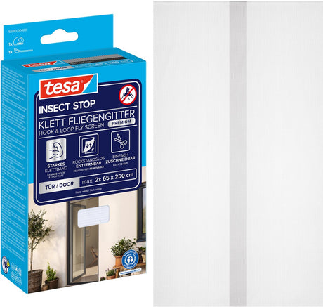 Tesa insektstop h l fluenet premium til døre - insektnet til dør med velcro, aftagelig, hvid - 120 x 250 cm