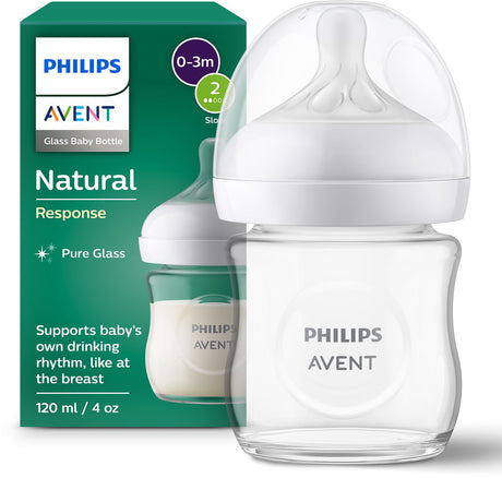Philips avent natural response flaskeglas - 120ml - flow 2 - bps fri - 1 flaske - nyfødt - scy930 01