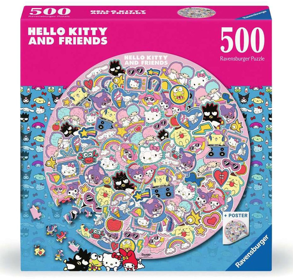 Ravensburger hello kitty rundt puslespil - 500 brikker - puslespil.