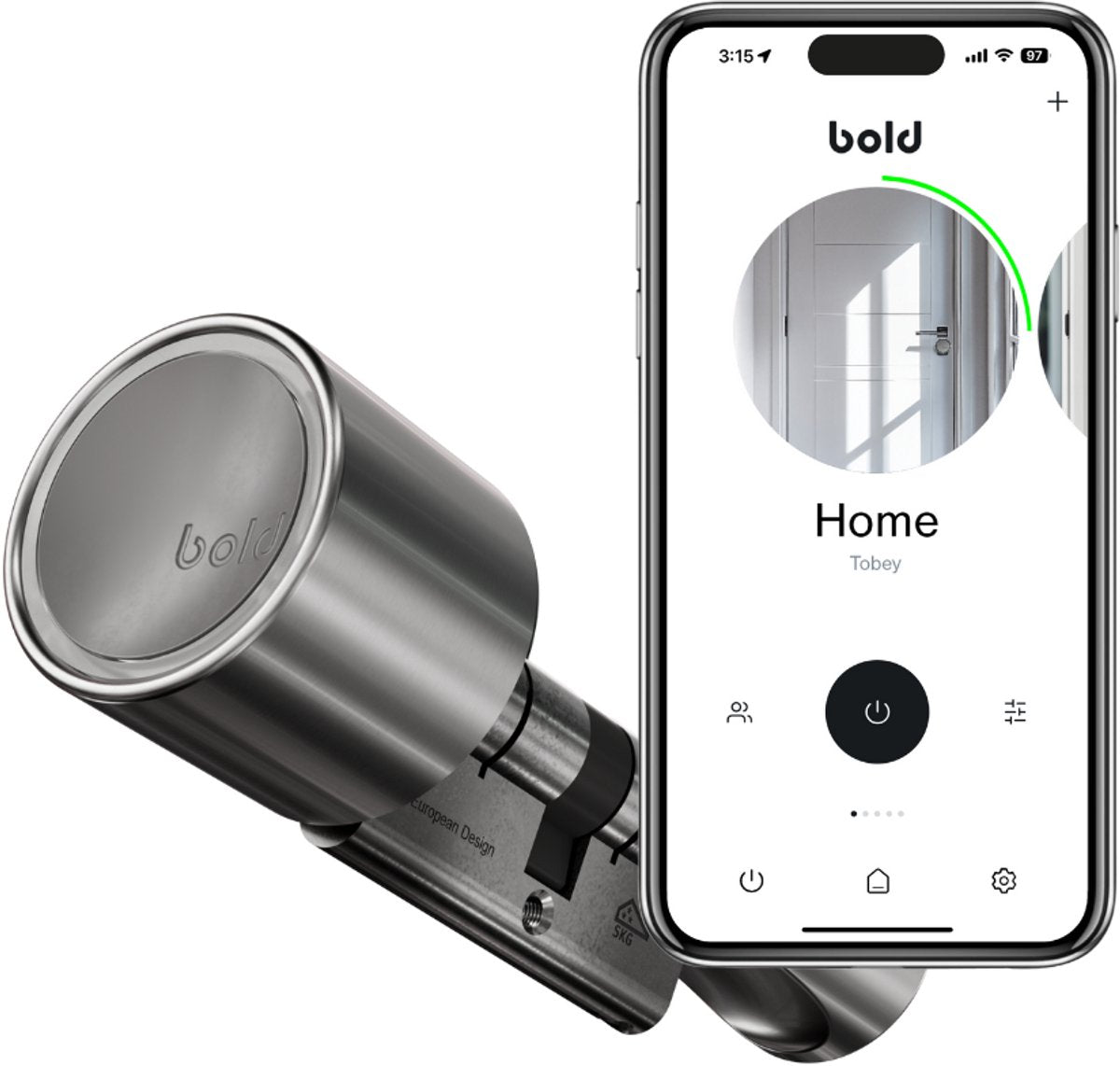 Bold security technology bv bold cilinder - bold smart lock sx-33 - slim deurslot - rvs - zilver