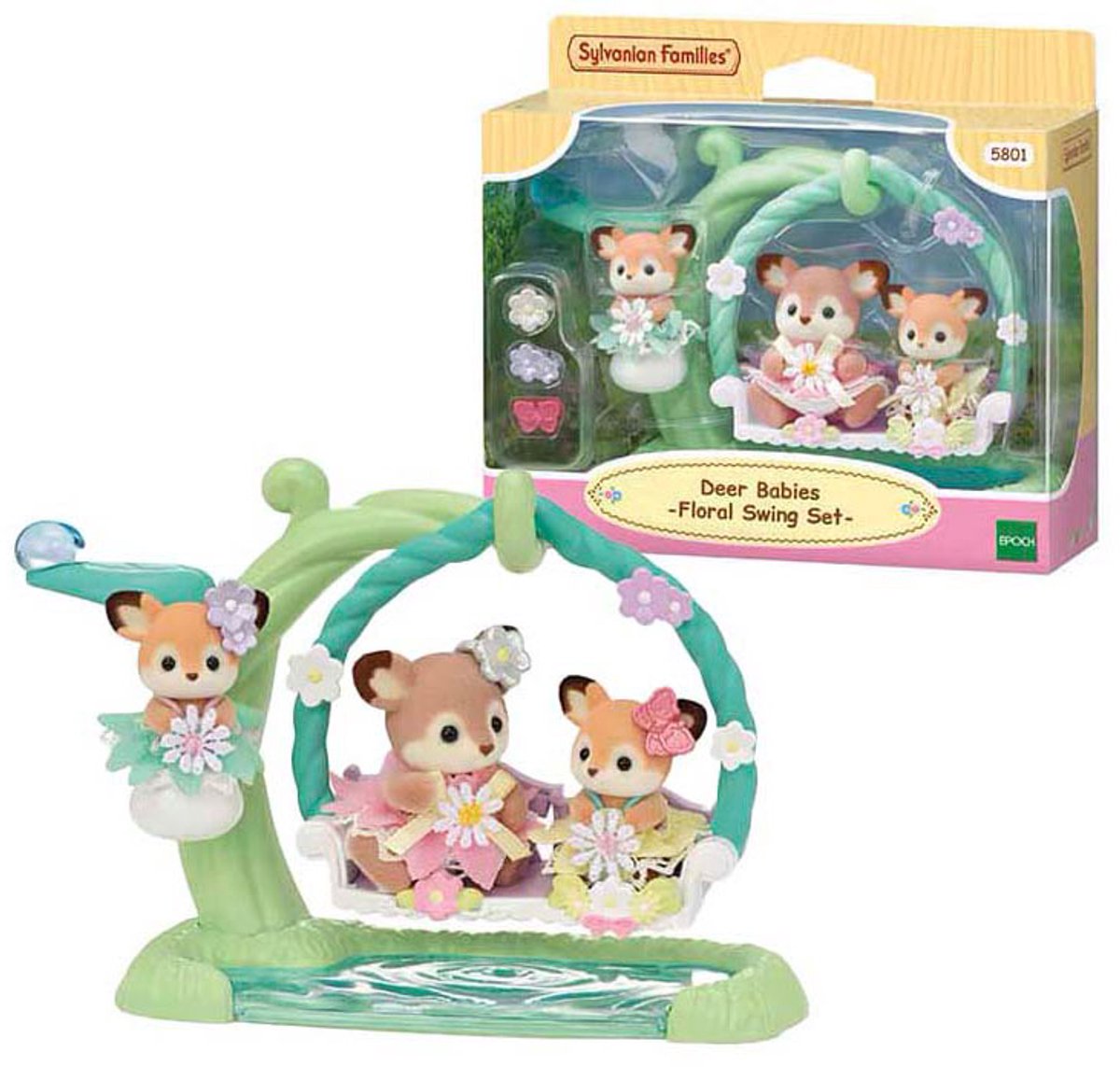 Sylvanian families 5801 baby hjorte - blomstergynge - 3 fløjlsbløde legefigurer