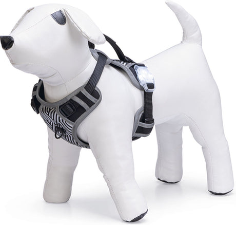 Beeztees hondentuig safety gear parinca premium y-tuig - hondenharnas - led - nylon - zwart - 38-51cmx15mm s