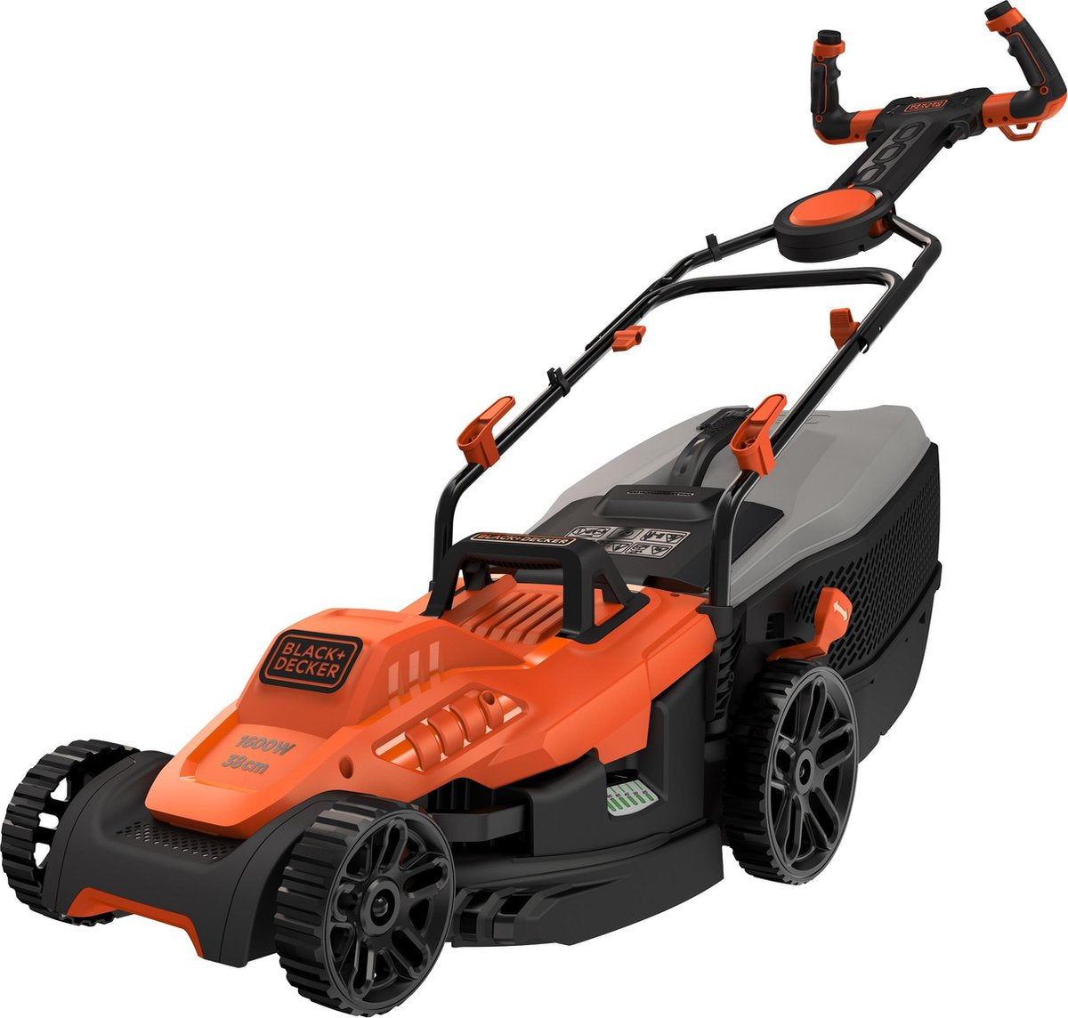 Black+decker 38cm plæneklipper nem styring 1600w 45l - bemw471es-qs