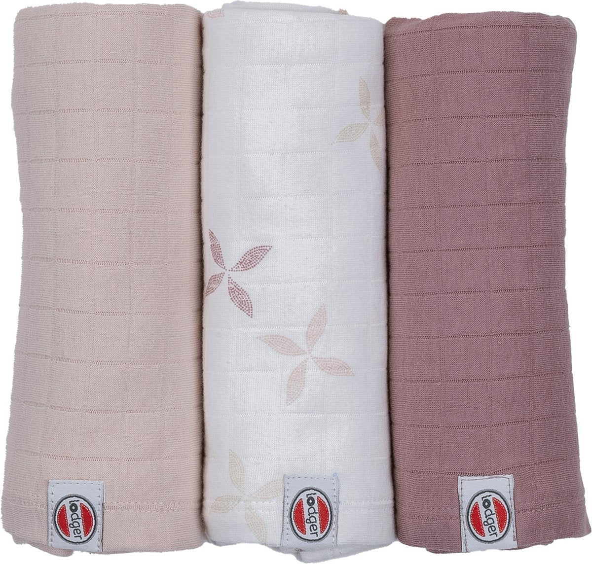 Lodger swaddler - hydrofiele doeken - roze - 70x70cm - 3 stuks - biologisch katoen