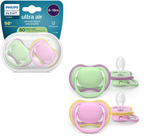 Philips avent ultra air – ademend en lichtgewicht fopspeen (6-18 mnd) – 2 stuks - scf087 12