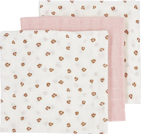 Meyco baby mini panter hydrofile klude - 3-pak - blød pink - 70x70cm
