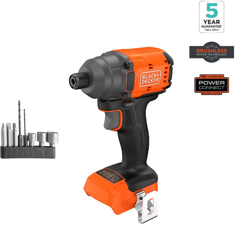 Black+decker 18v børsteløs slagdriver med bits (uden batteri og oplader) - blim78n-xj