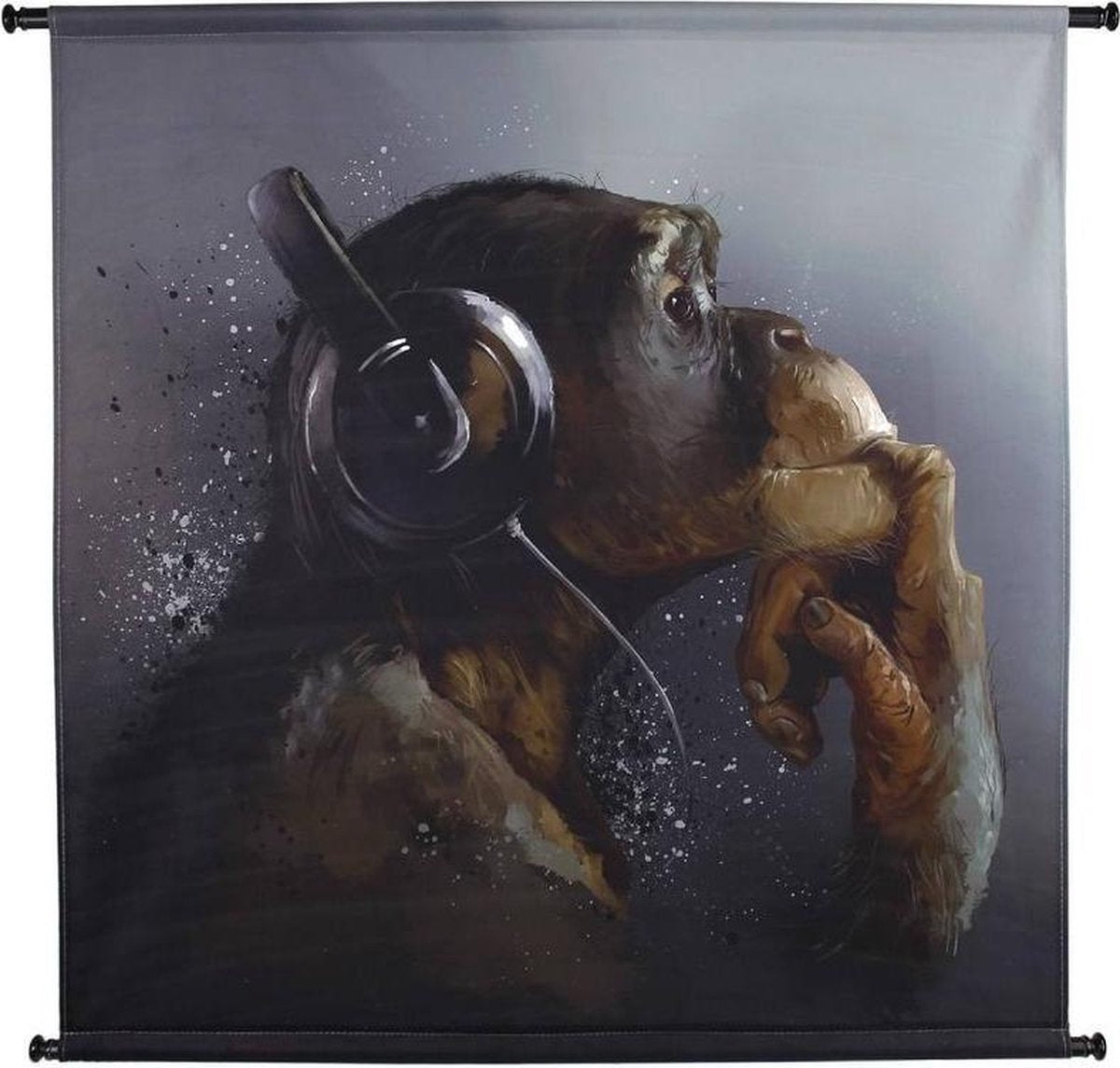 Hd collection wanddoek aap koptelefoon 3x105x102cm