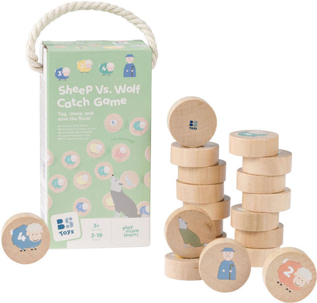 Bs toys – schaap vs. wolf – actief tikkerspel – houten vangspel – vanaf 3 jaar