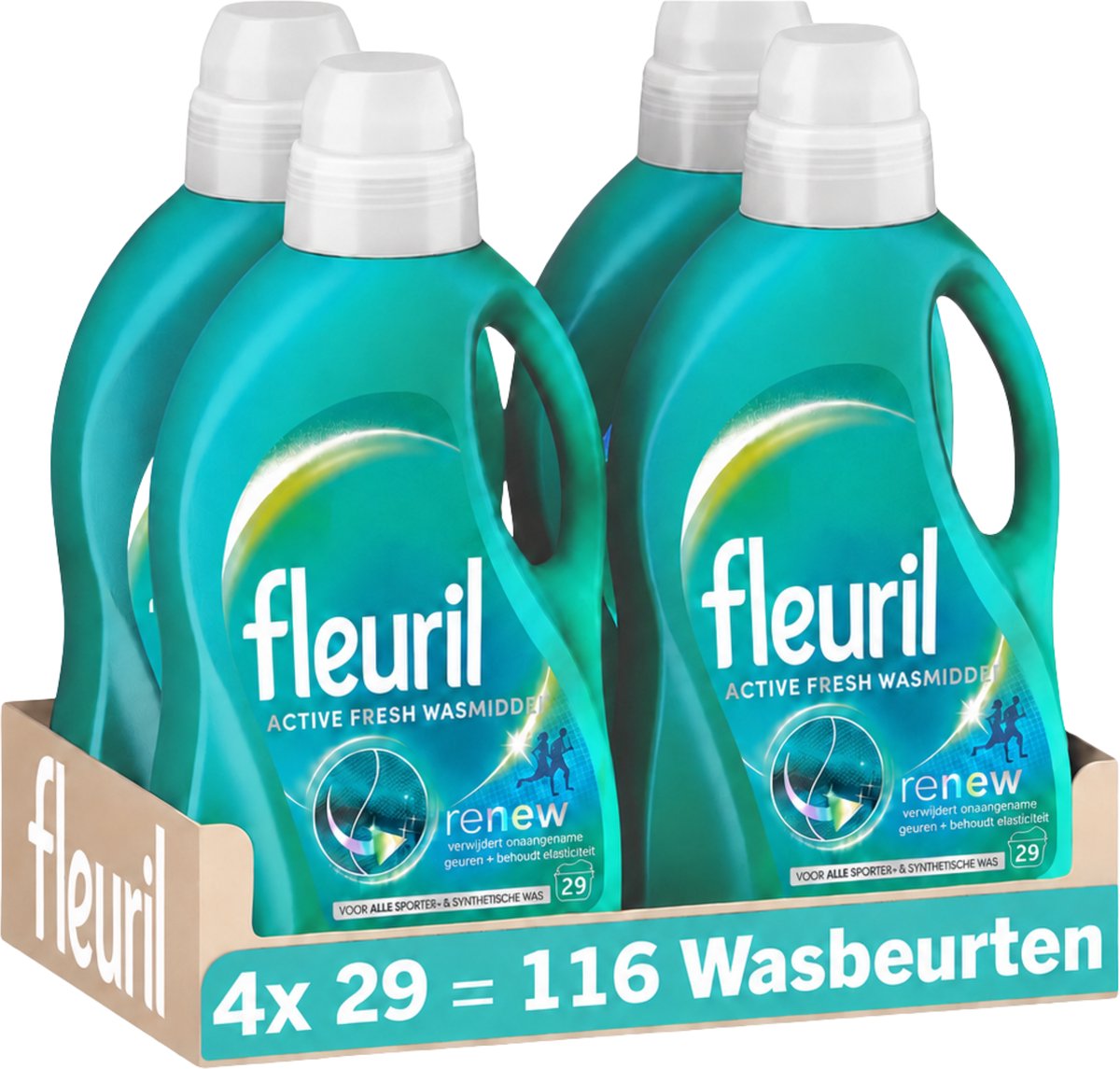 Fleuril active fresh - liquid detergent - all colors of laundry - 4x29 washes - value pack