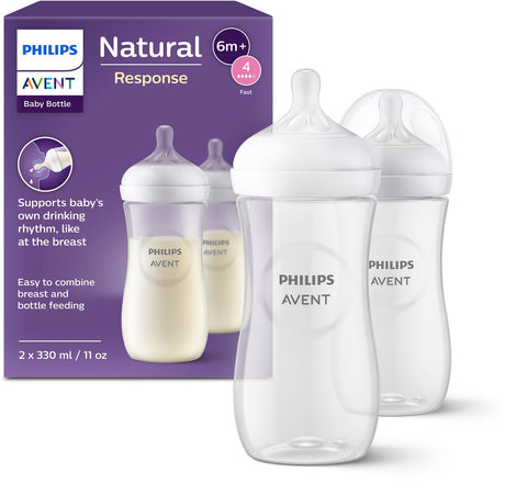 Philips avent natural response sutteflasker 330 ml - flow 4 - 2 flasker - scy906 02