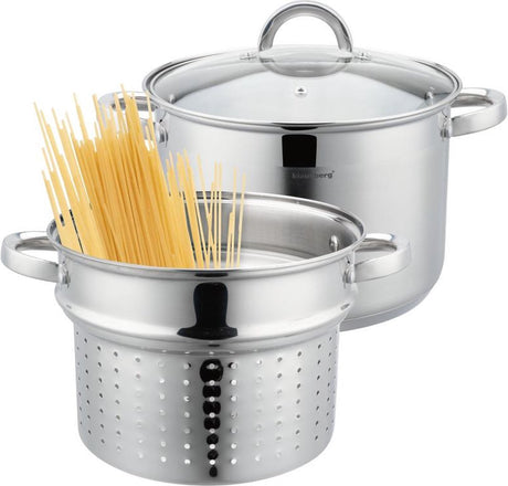Klausberg 7738 - gryde med pastaindsats - 2 dele - 24 cm - 7,5 liter - rustfrit stål - alle varmekilder 14