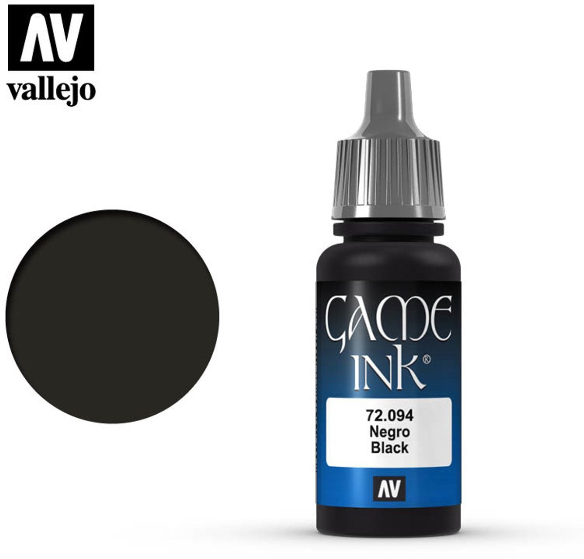 Vallejo hobbymaling akrylmaling - 72094 spilfarve - sort blæk - akryl - malingsflaske - 18 ml