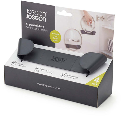 Joseph joseph køkkenskabsorganisator - skabsopbevaringsholder til grydelåg sæt med 4 stykker - plastik - grå