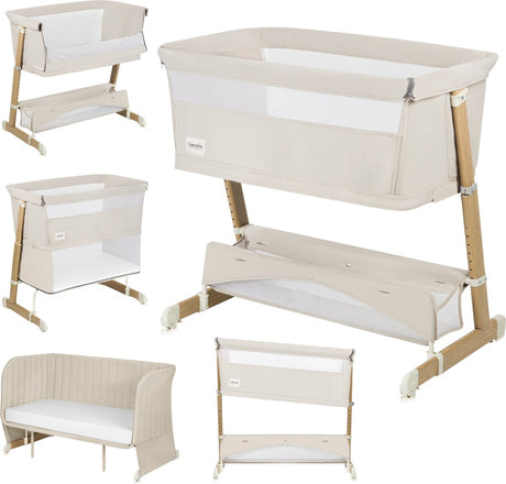 Lionelo thomi plus 5i1 - vokse-med seng: sovesofa + babyseng + babyboks + småbørnsseng + sofa - med 7 højder - 2x madrasser T25 - justerbare ben - åndbar zip-off side - opbevaringskurv - hjul - vaskbart betræk - op til 100 kg - småbørnsseng