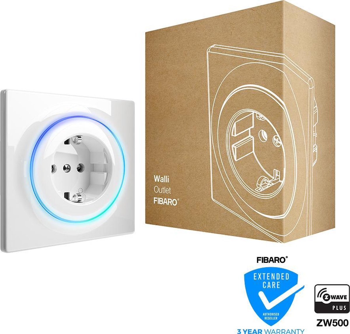 Fibaro walli stikkontakt type f - hvid - smart stik med energimåling - hollandsk version