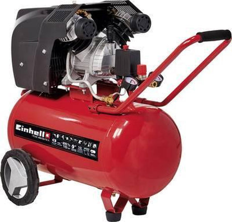 Einhell el-kompressor te-ac 400 50 10 v - 2200 w - 10 bar - 50 l tank - sugekapacitet: 400 l min - oliesmurt - remtræk