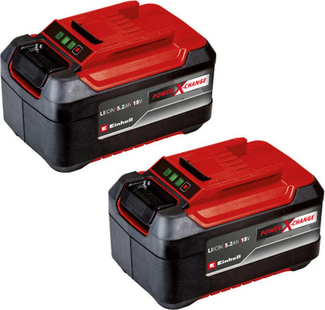 Einhell twinpack 5,2 ah batteri - power x-change - 18 v li-ion - 2x 5,2 ah batteri - max. effekt: 1250 w - aktivt batteristyringssystem